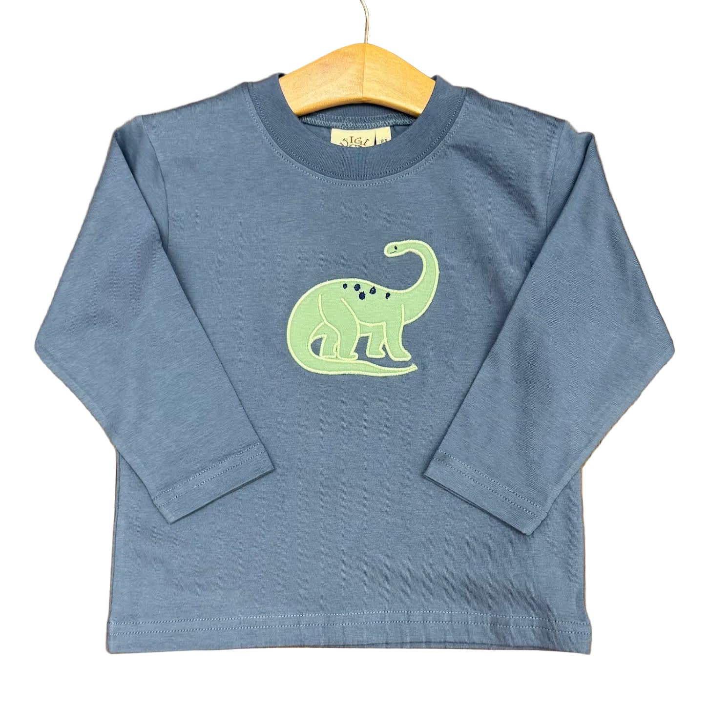 Steel Blue Boys LS T-Shirt with Brontosaur Applique
