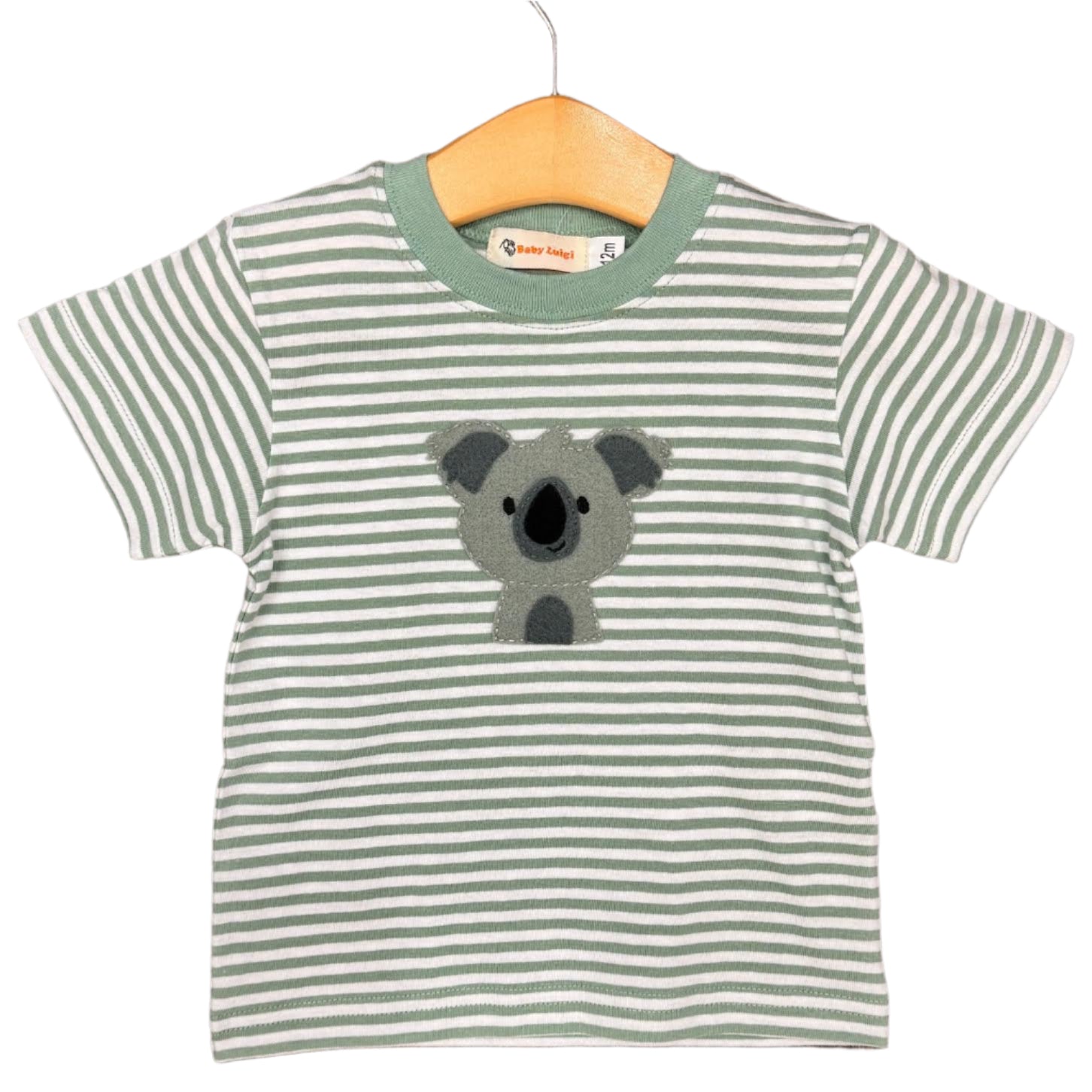Grey/White Stripe Boys SS T-Shirt with Koala Applique