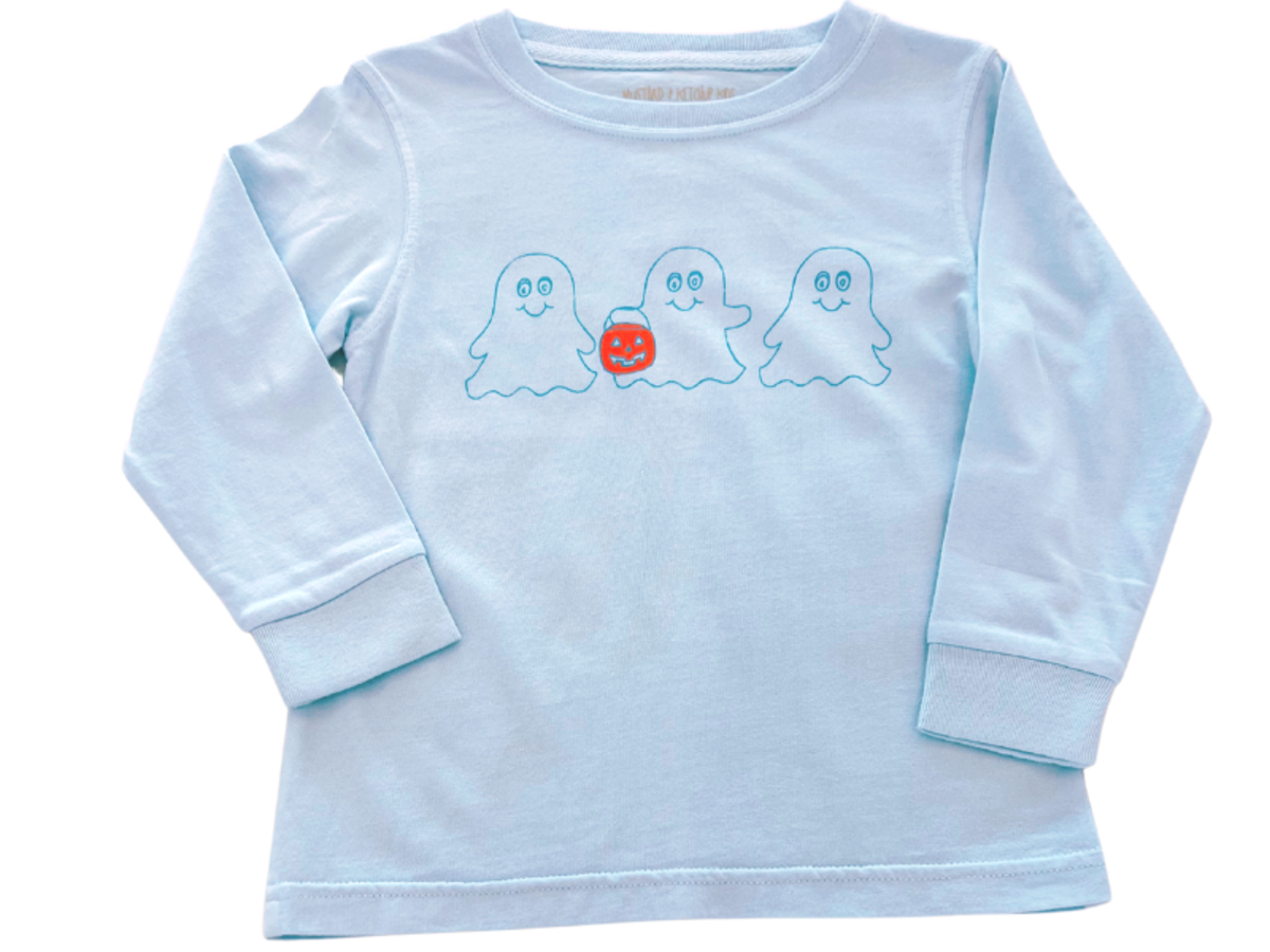 Ketchup & Mustard Kids Ghosts LS T-Shirt - Light Blue