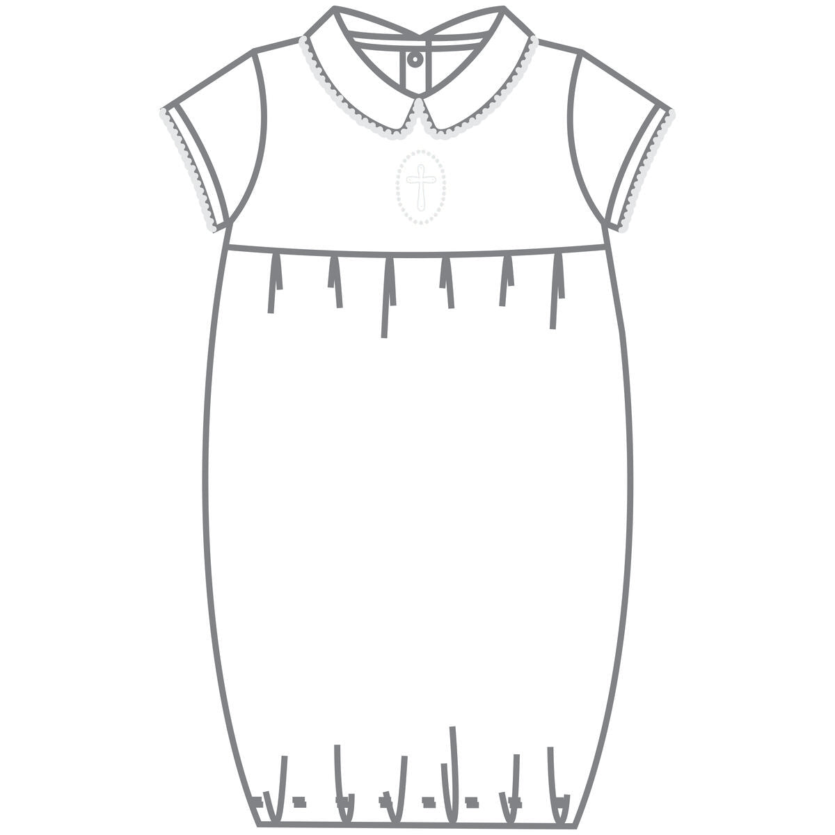 Blessed Embroidered Collared Short Sleeve Gown: White
