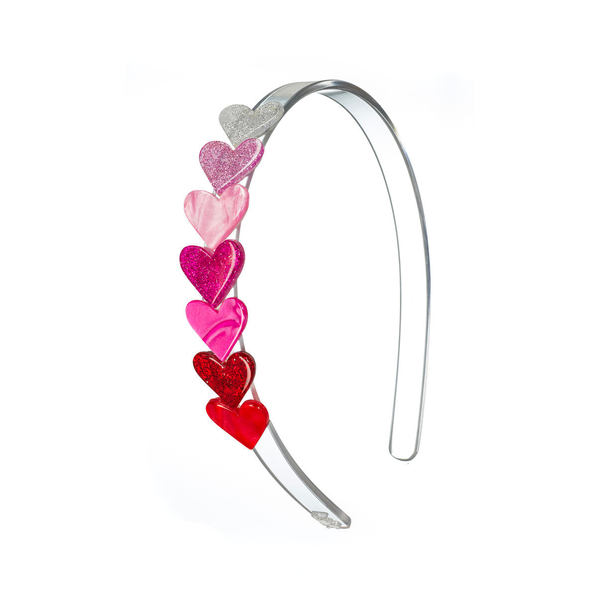 Mini Hearts Headband: Red Glitter Multi