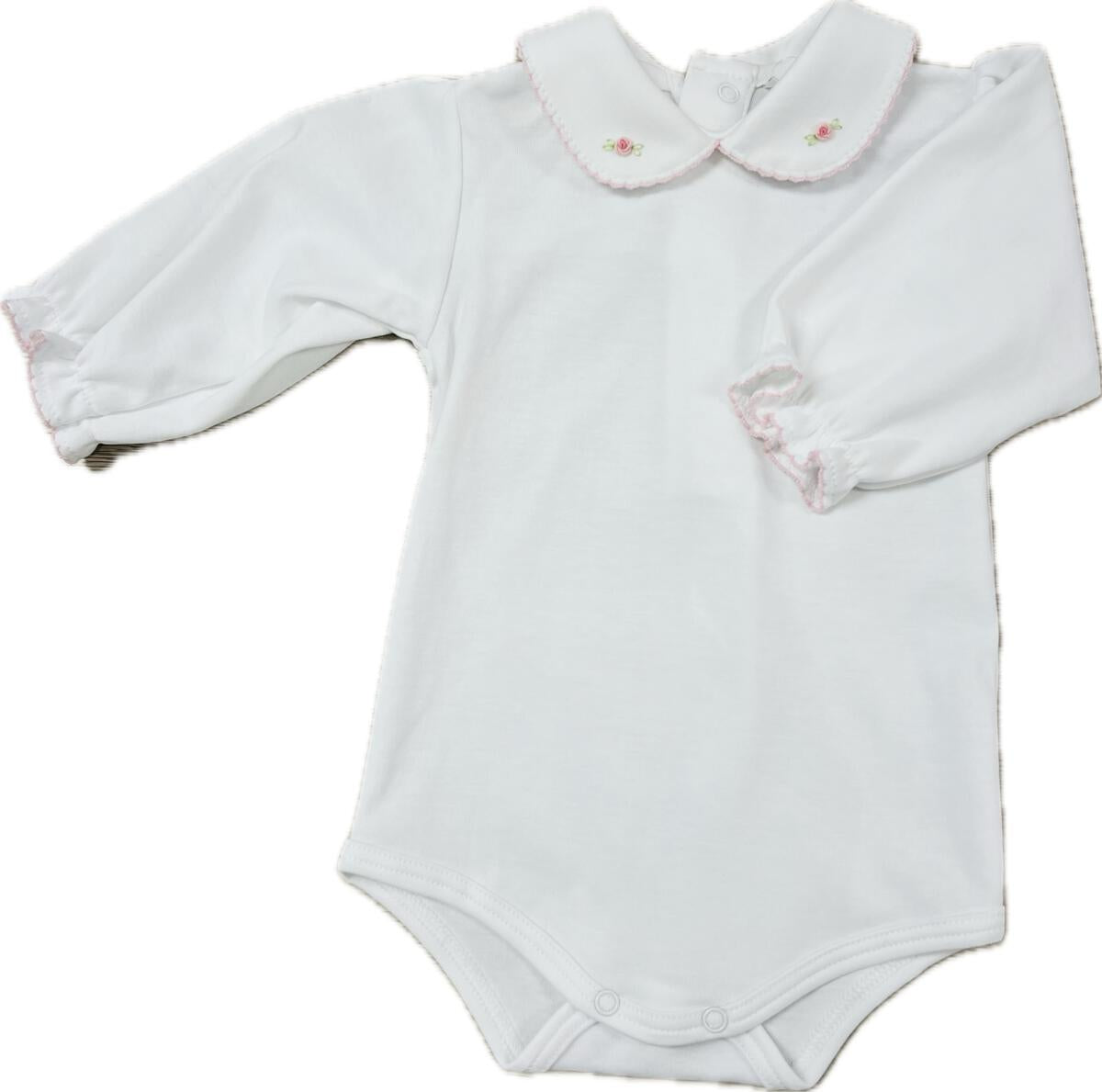 Pink Flower Print Baby Pima Cotton Overall & Onesie Set