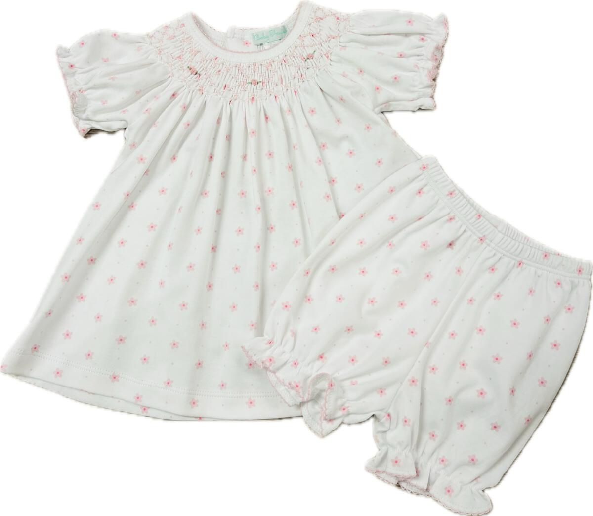 Pink Flower Print Baby Pima Cotton Bishop Dress