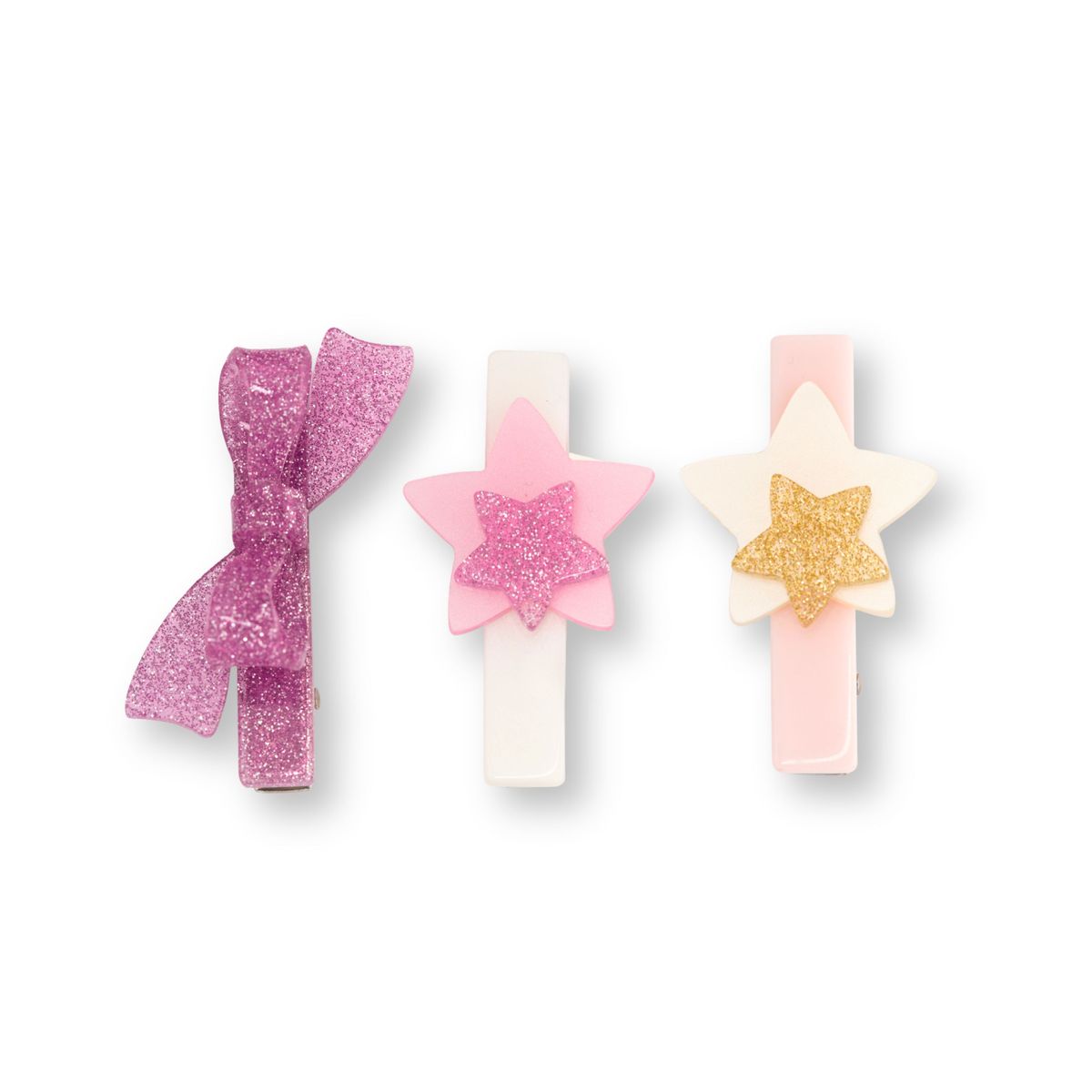 Glitter Stars & Bow Hair Clips
