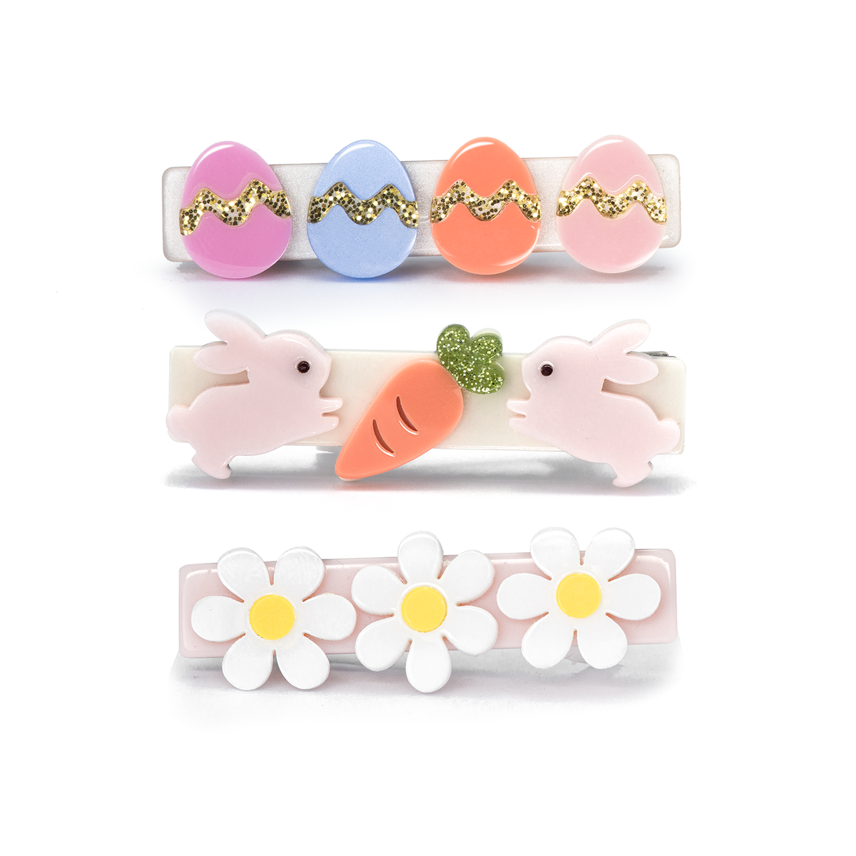 Eggs Bunnies and Daisies Hair Clips