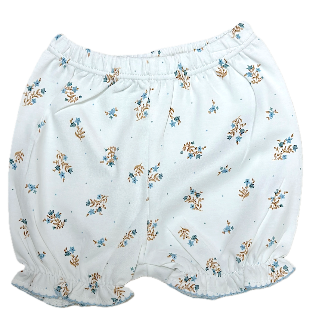 Dainty Blue Flowers Smocked Bishop Bloomer Set