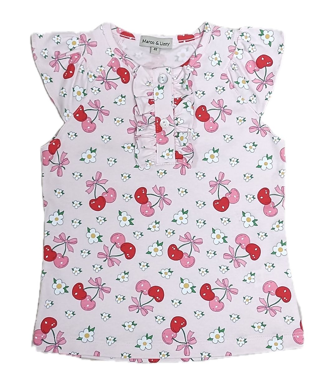 Cherries Print Ruffle Tank
