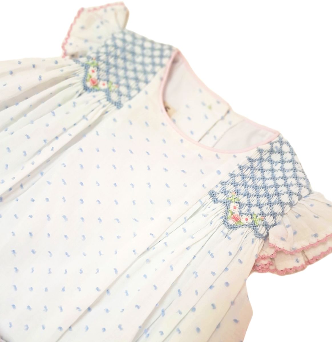 Sweet Spring Blue Plumeti Smocked Bloomer Set