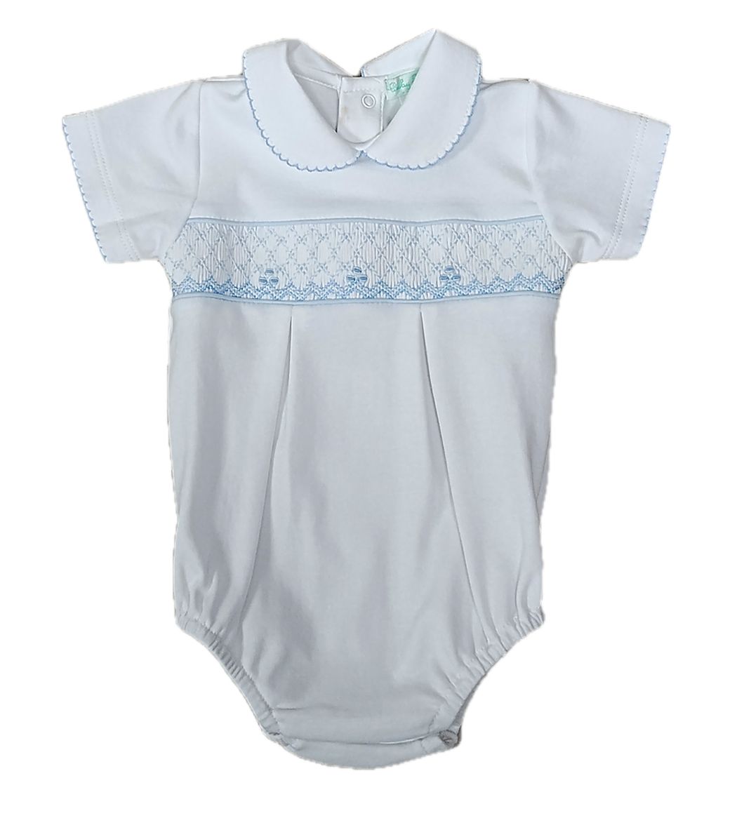 Eden Blue Smocked Peter Pan Boy Bubble