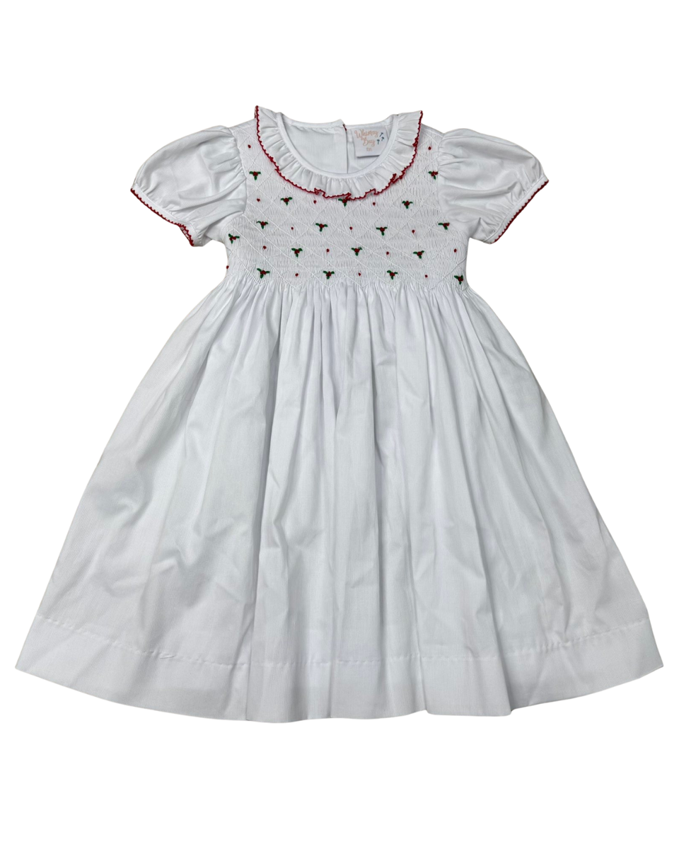 Holiday Holly Smocked Ruffle Dress