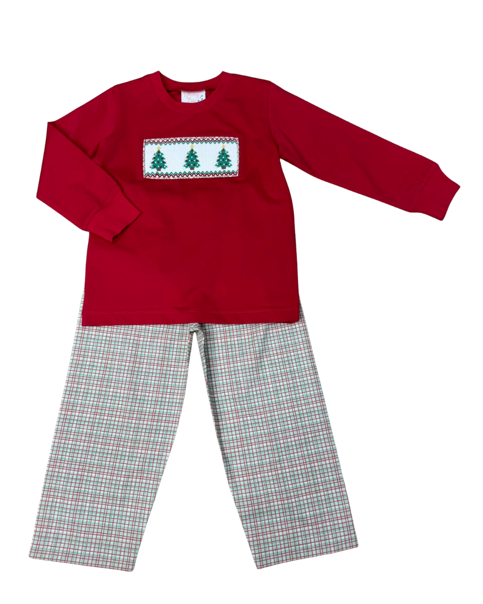 Christmas Tree Trio Smocked Pant Set