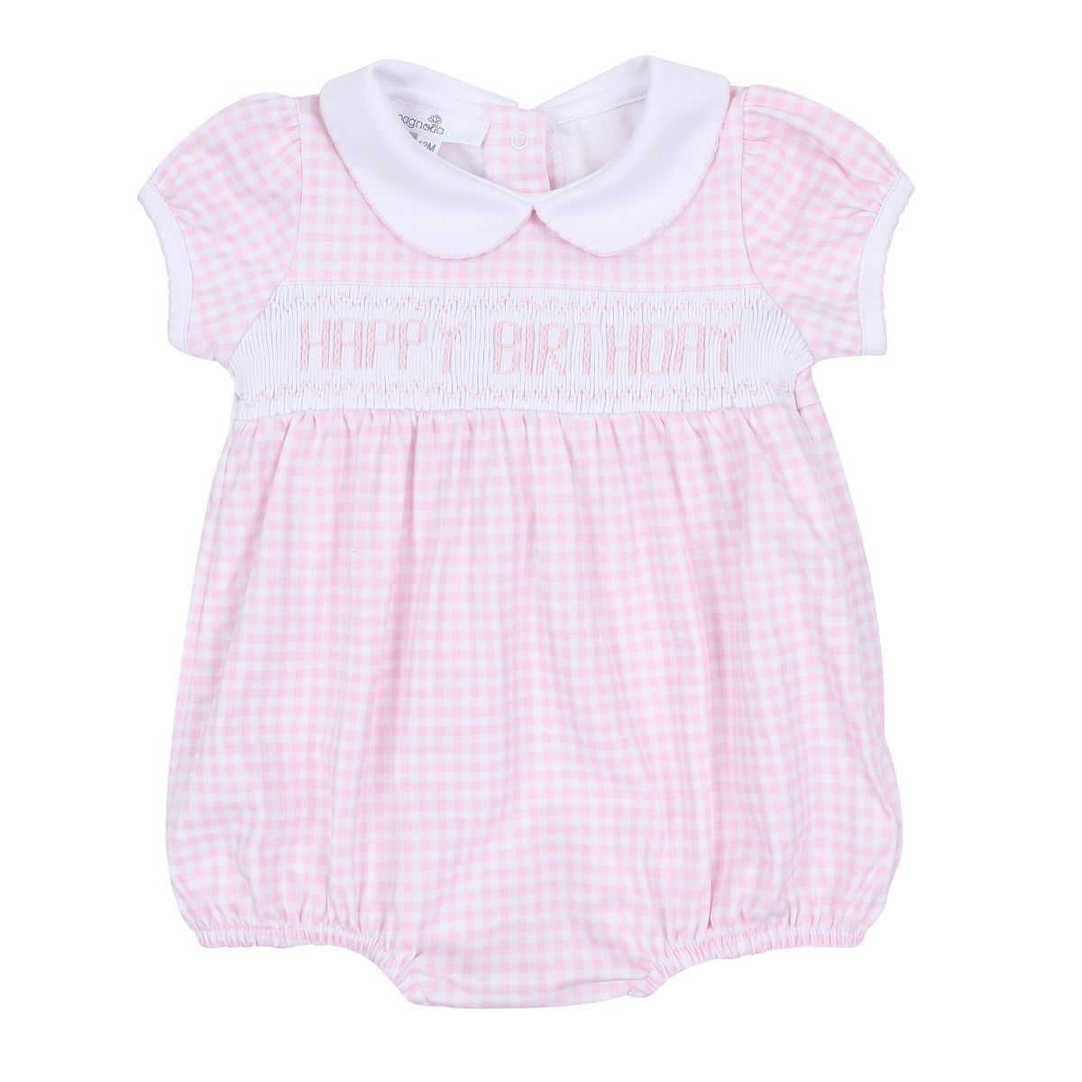 Birthday Classics Smocked Collar SS Girl Bubble: Light Pink
