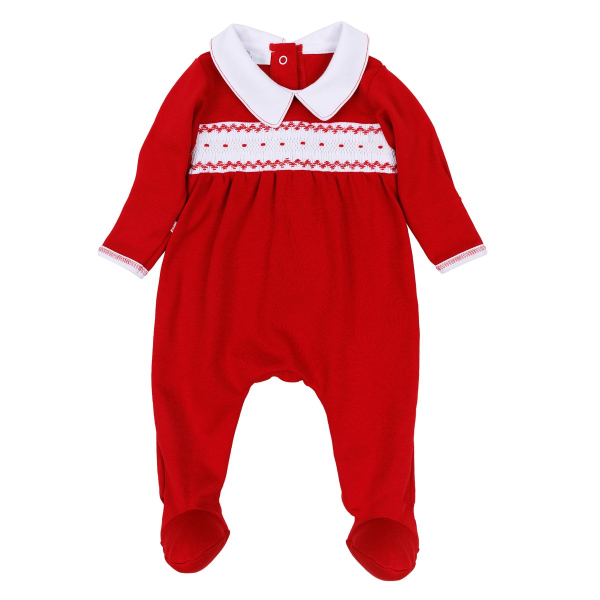Miles Red Boy Smocked Collared Boy Footie