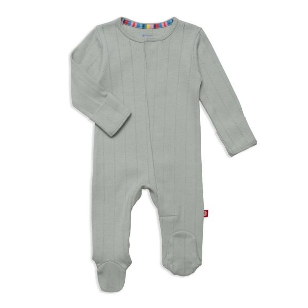 Love Lines Pointelle Magnetic Footie: Seagrass