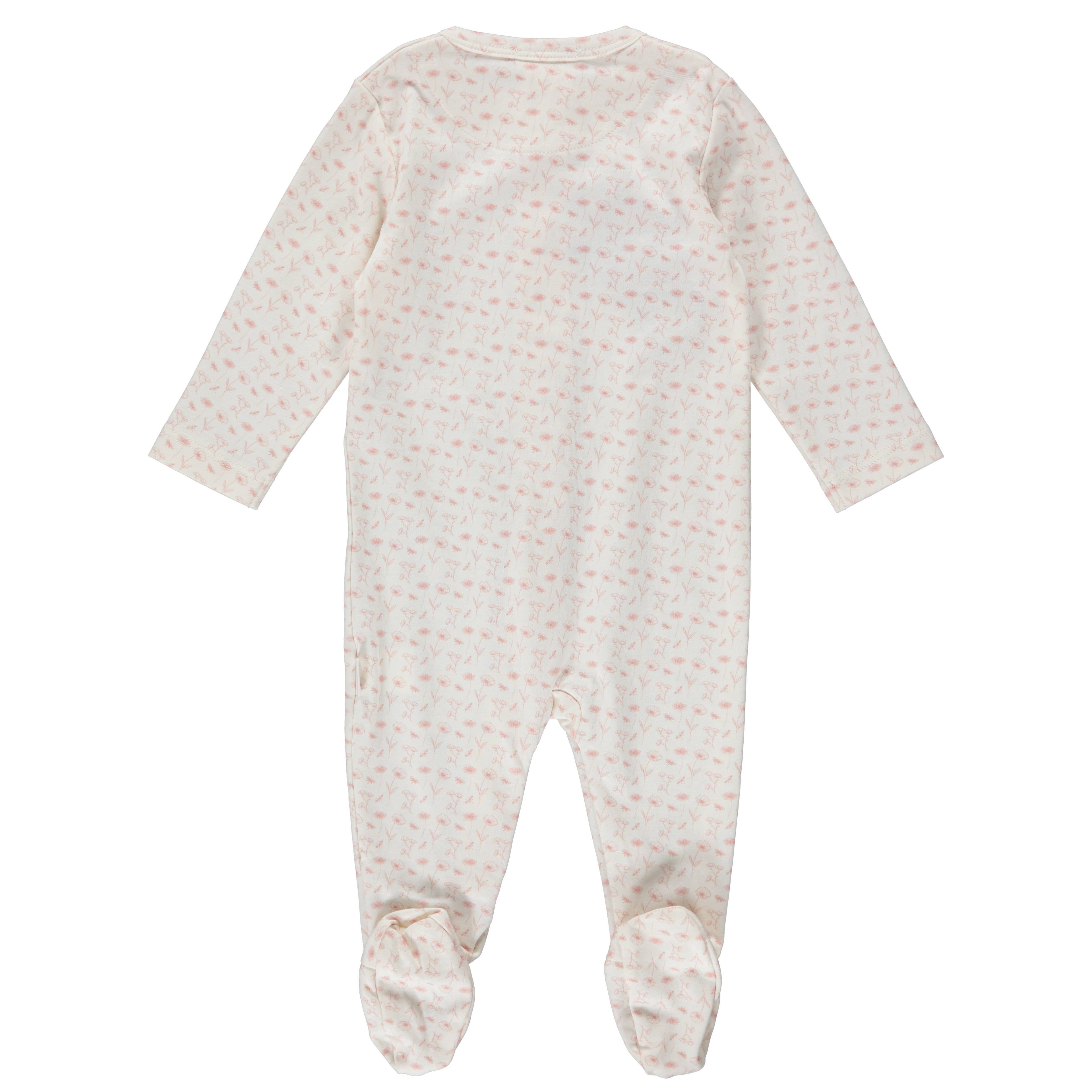 Pimalu Zipper Footie: Hand Drawn Flowers