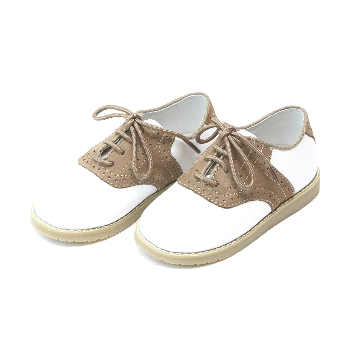 Luke Two Tone Leather Saddle Shoe: Khaki
