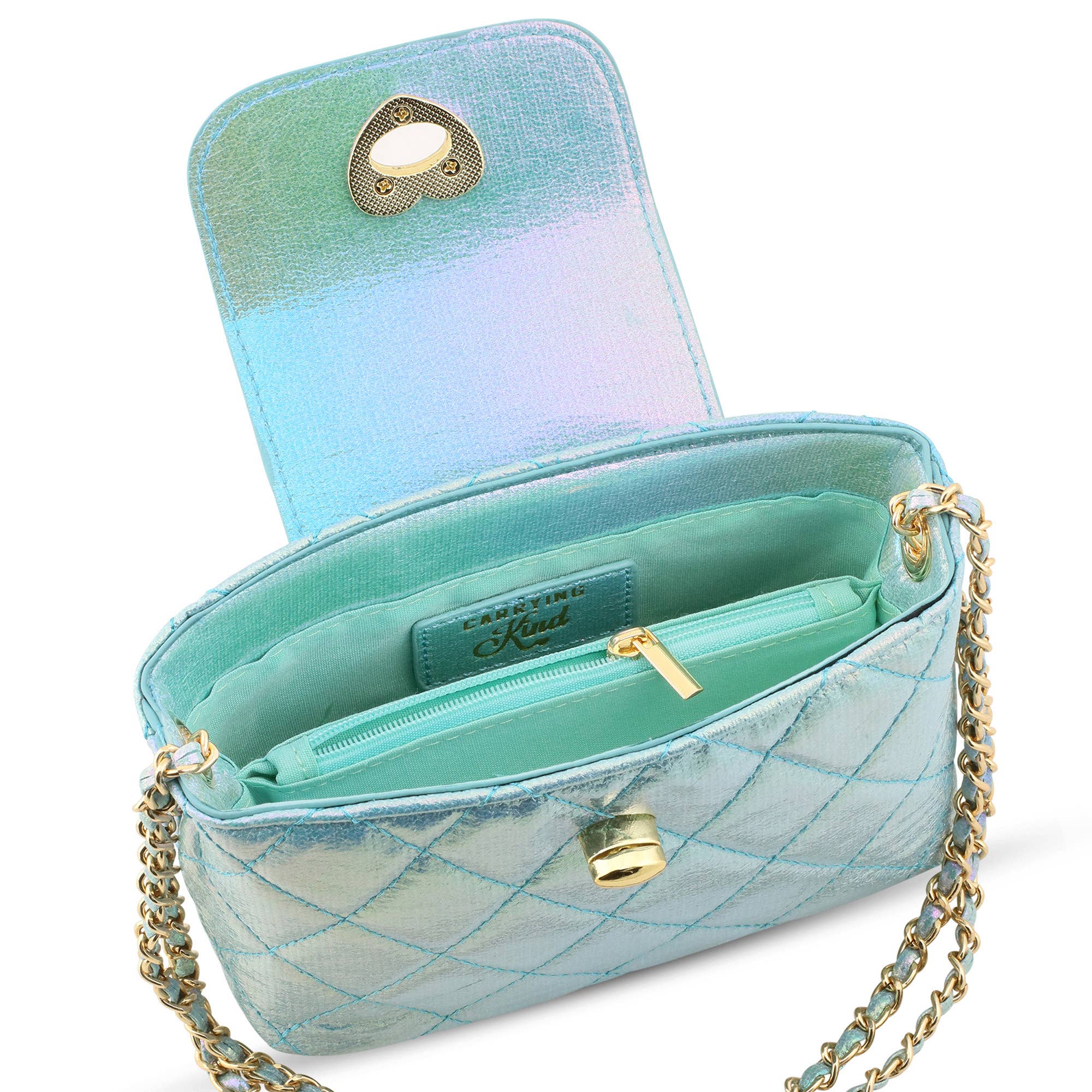 Paige Handbag: Aqua Metallic