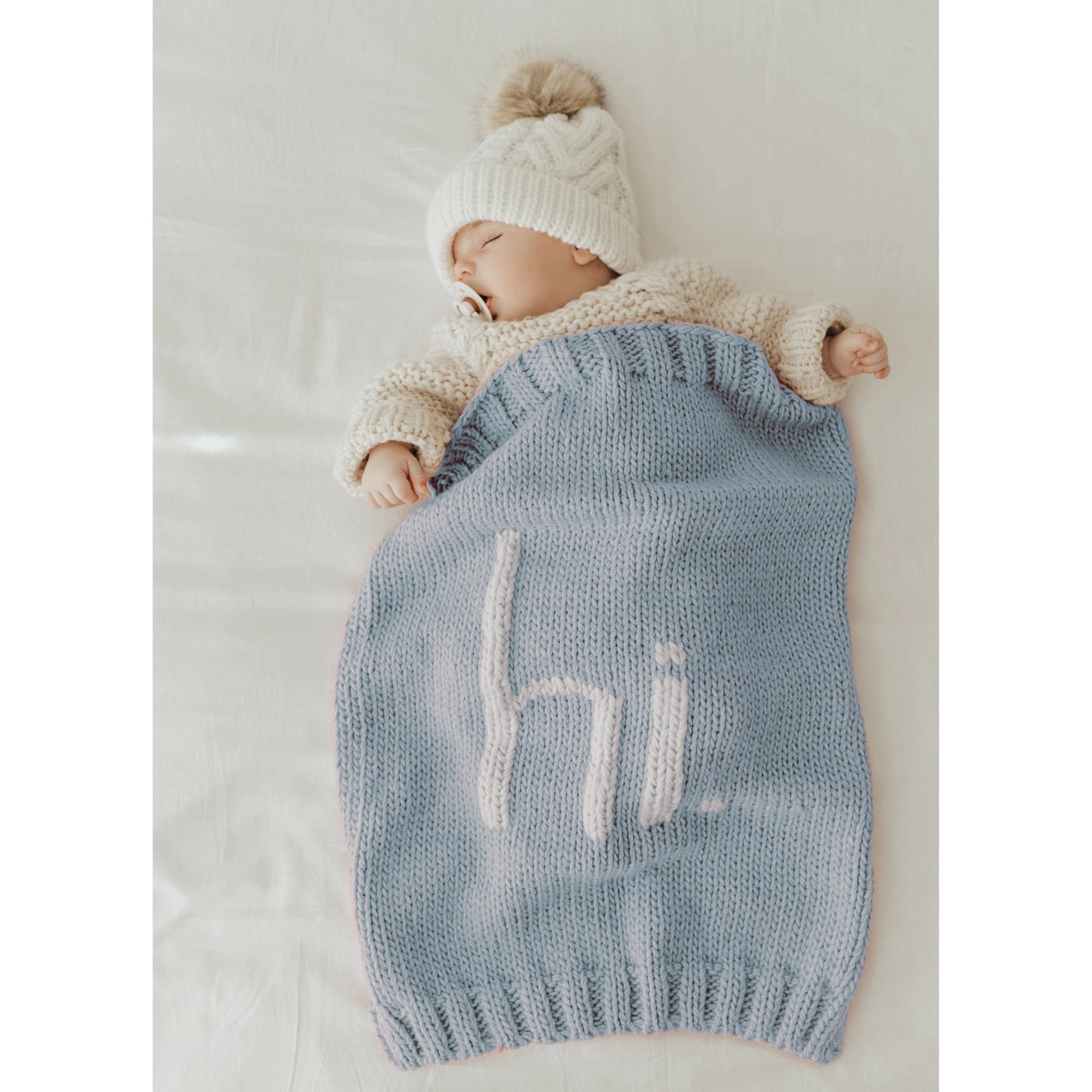 hi. Hand Knit Blanket: Surf Blue
