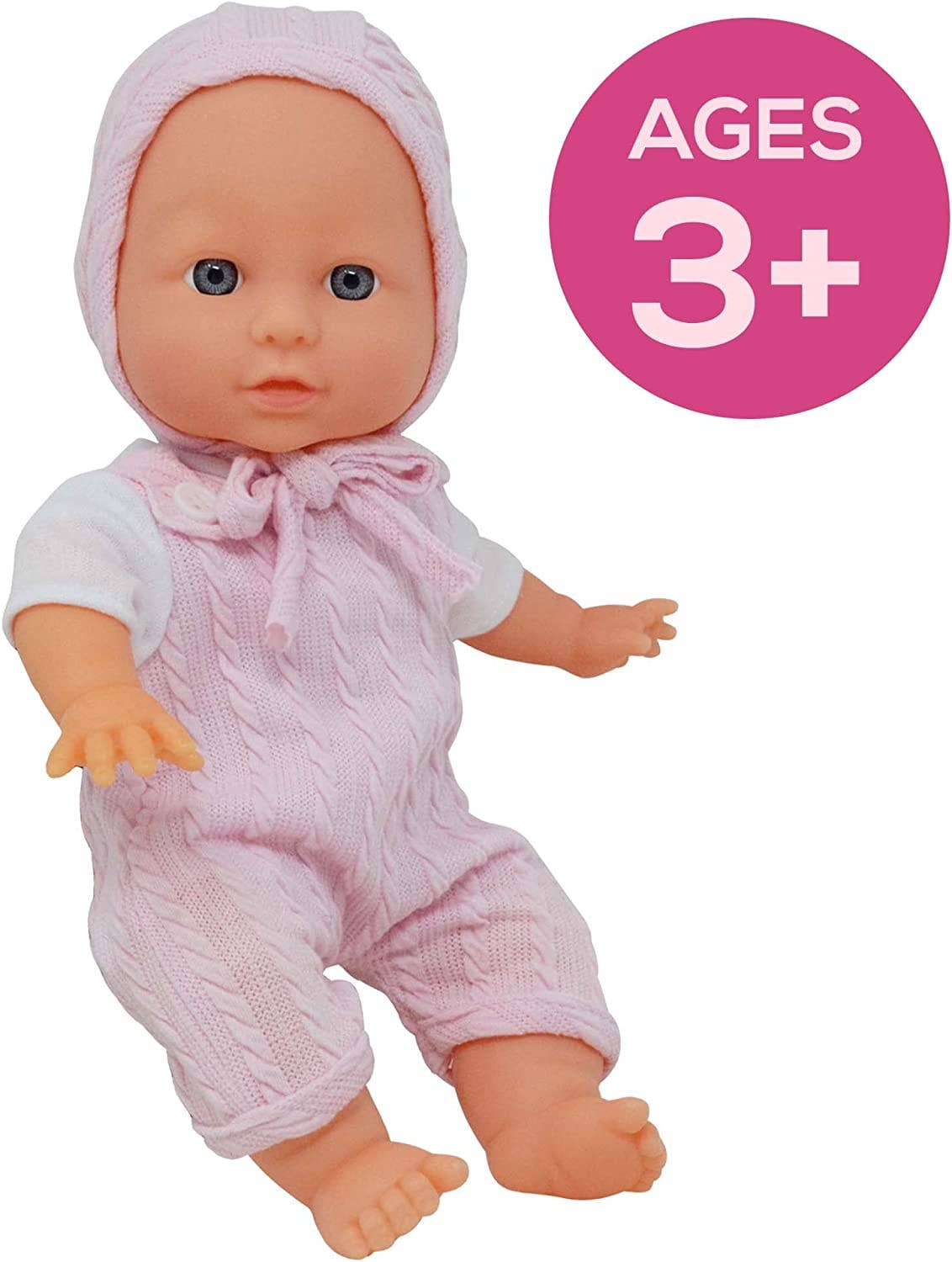12 inch Realistic Baby Doll with Soft Body: Pink Romper & Bonnet