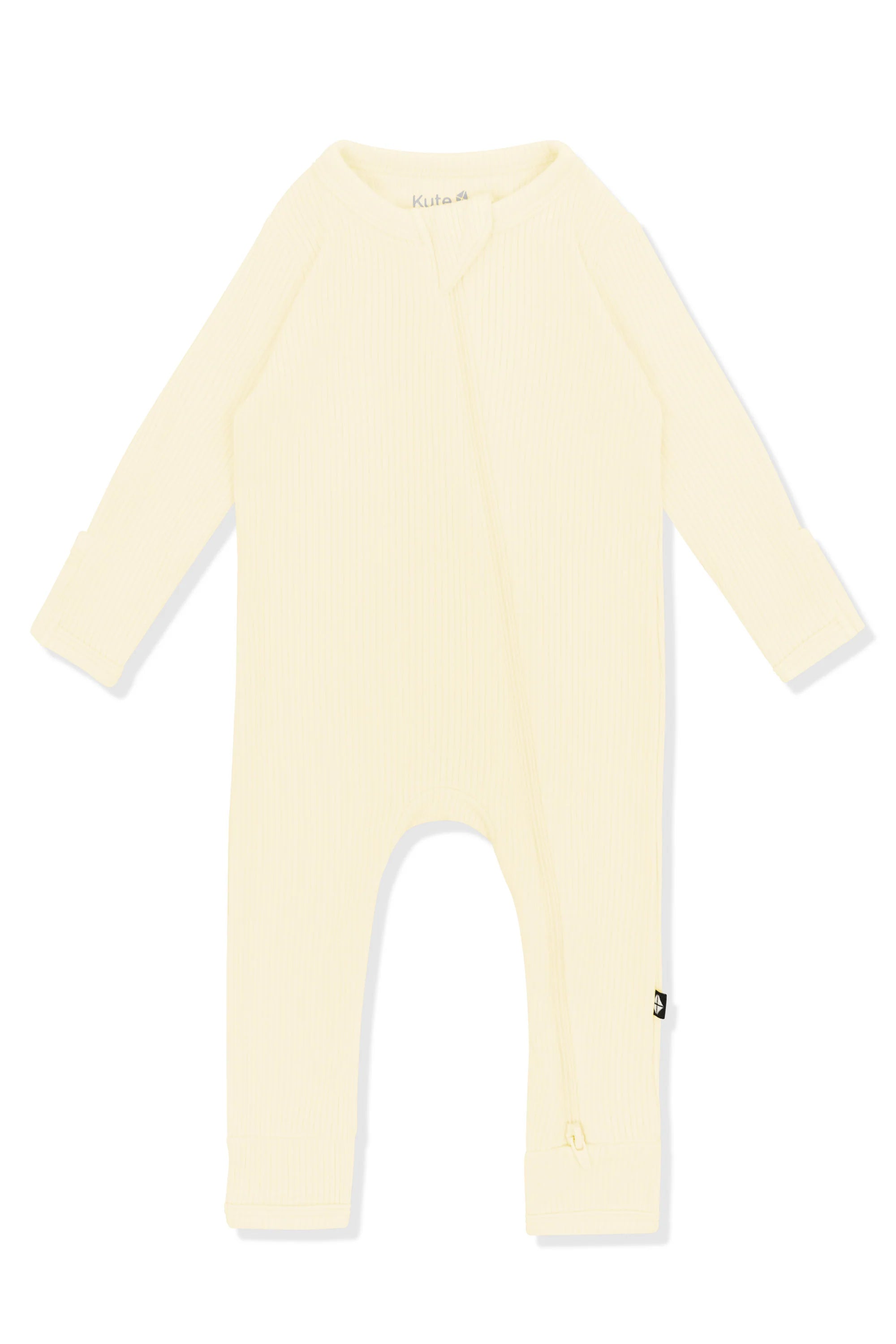 Kyte Baby Ribbed Zipper Romper: Chamomile