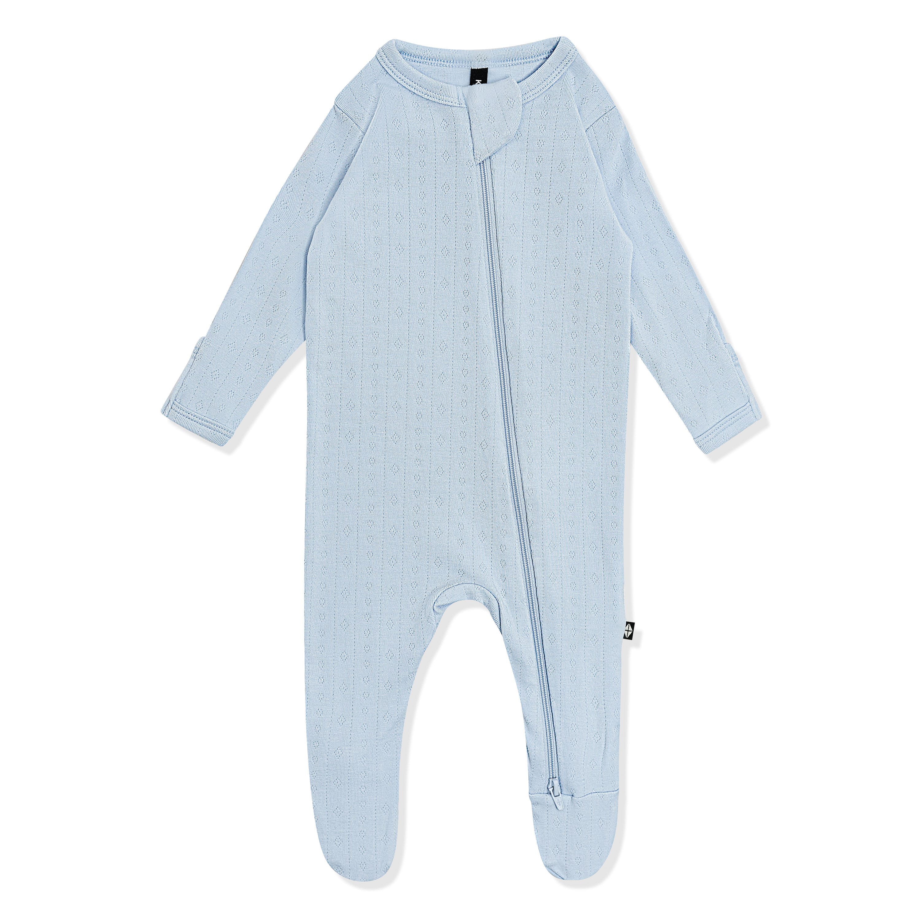 Pointelle Zippered Footie: Breeze