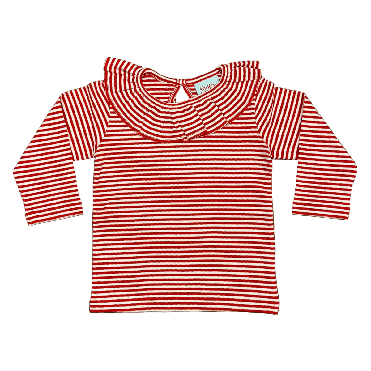 LS Red/White Ruffle Collar T-Shirt