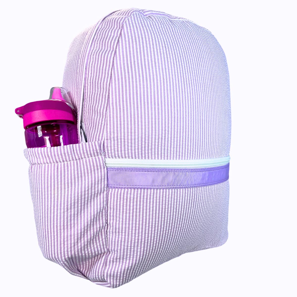 Lilac Seersucker Medium Backpack w/ Pocket
