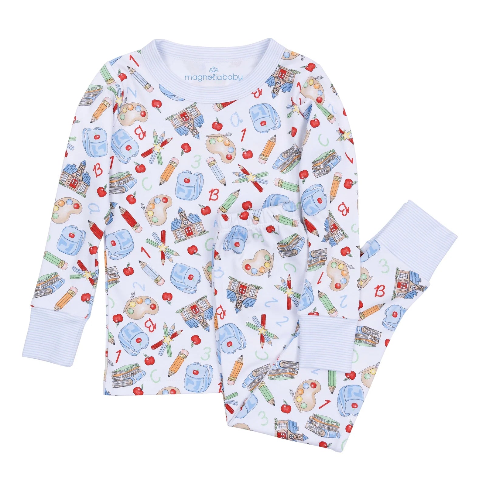 School Day Sweetness Long Pajamas: Light Blue