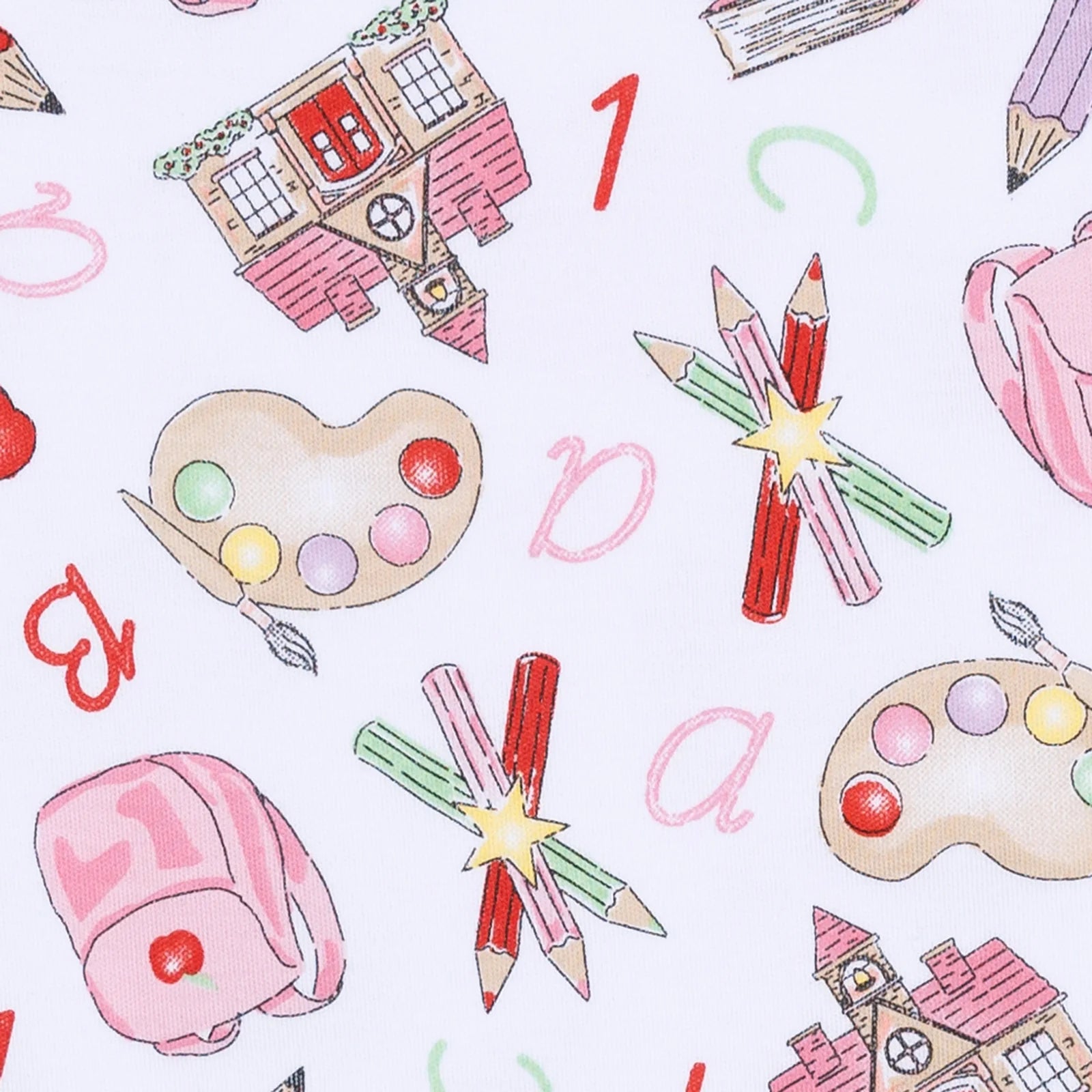 School Day Sweetness 2-Piece Long Pajamas: Pink
