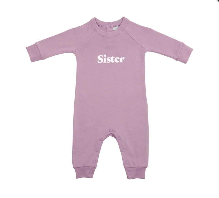 "Sister" Long Romper: Violet