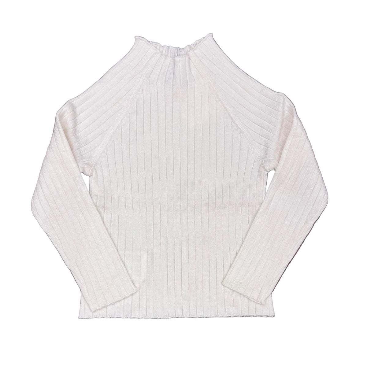 LS Knit Mock Neck Sweater: Ivory