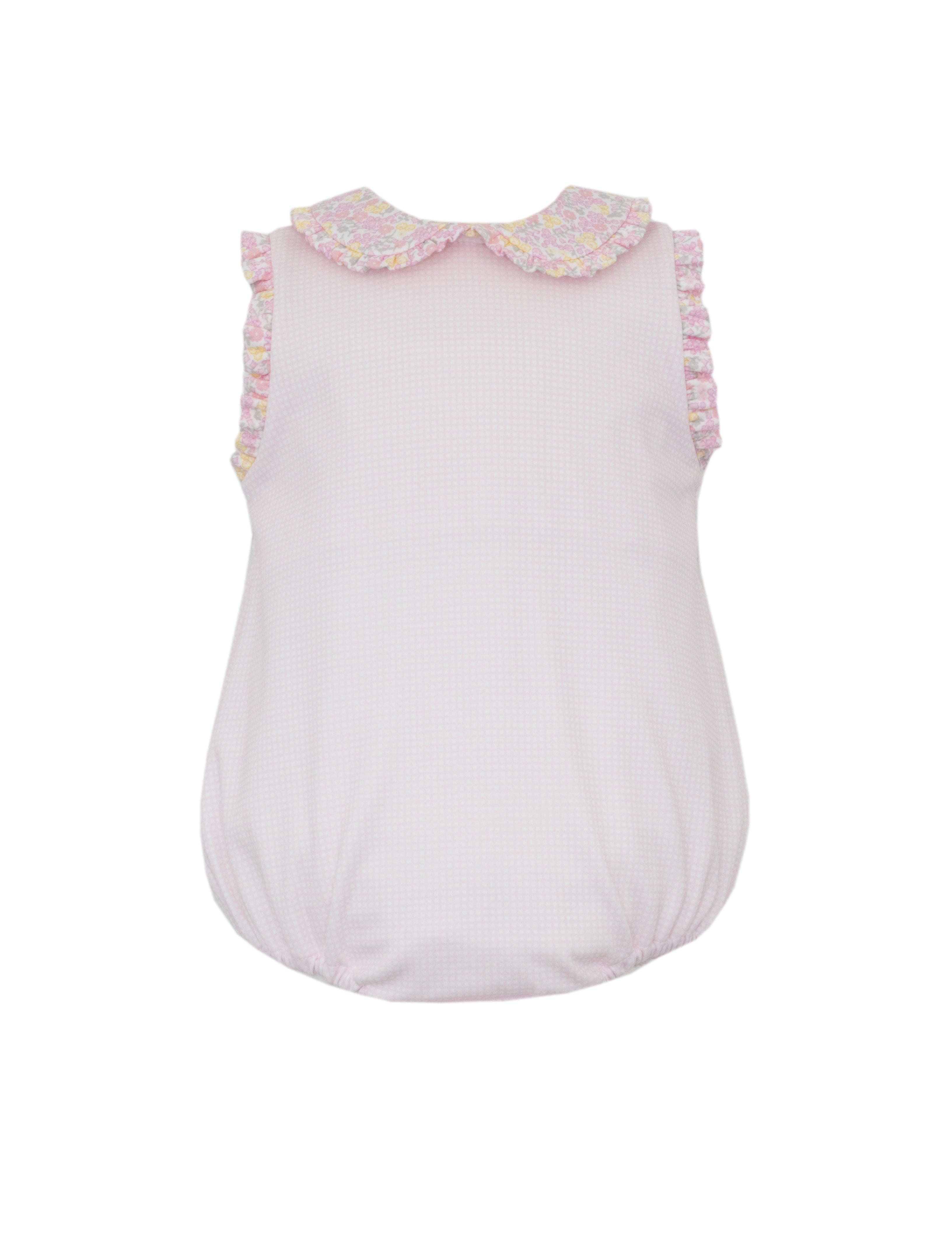 Pink Gingham Bubble with Floral Trim