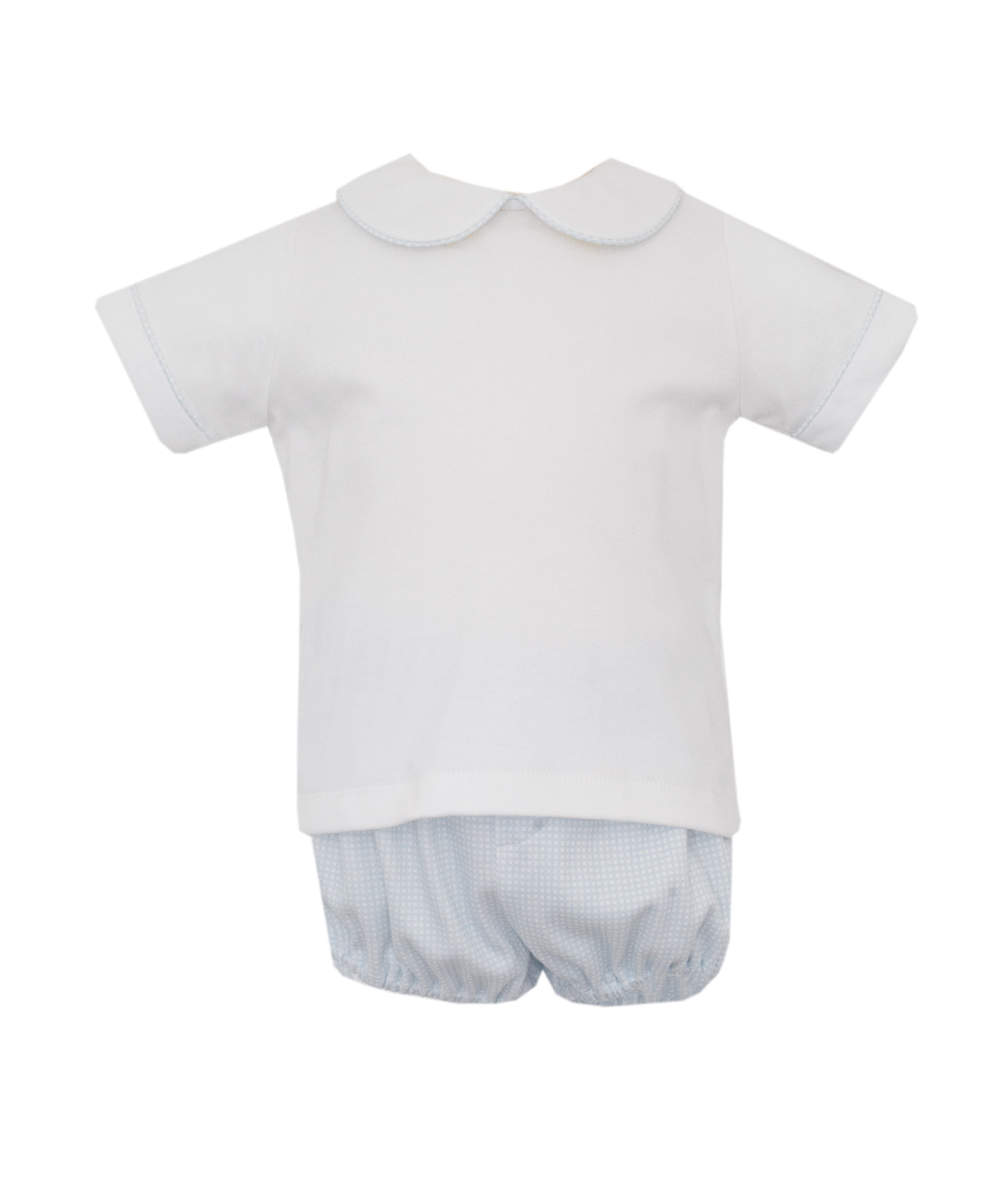 Blue Gingham Boys Diaper Set