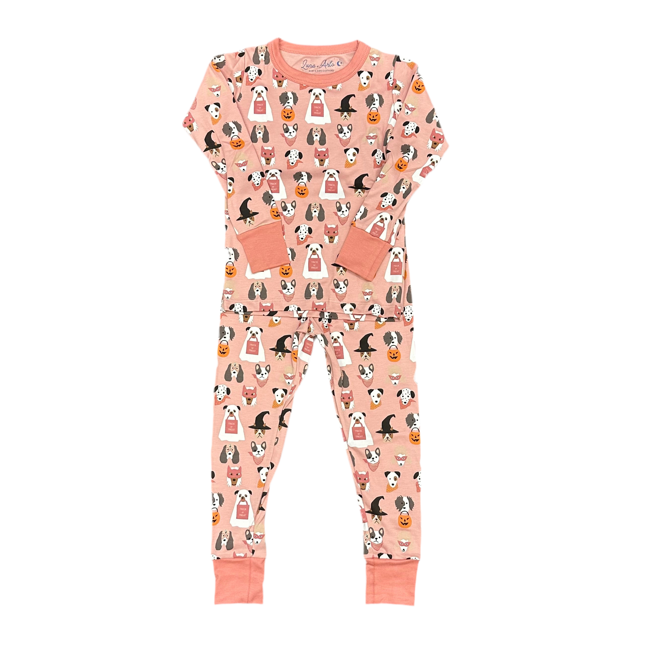 Halloween Hounds Long Pajamas: Dusty Rose