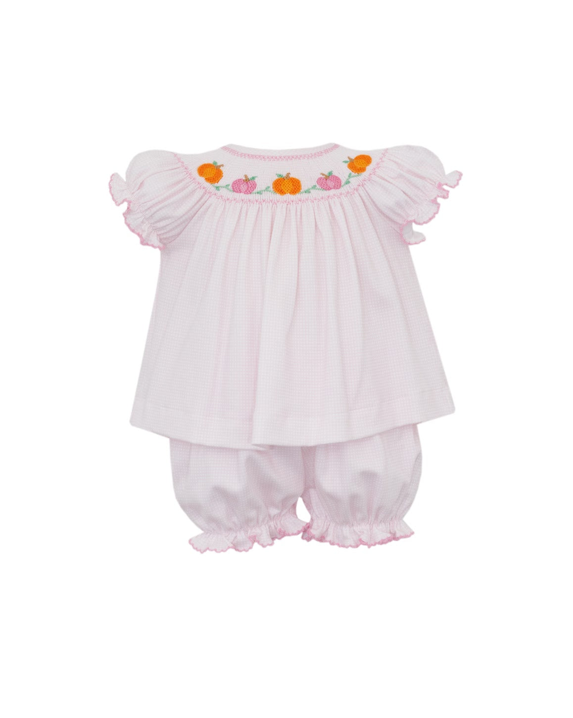Pink Pumpkin Smocked Bishop Bloomer Set