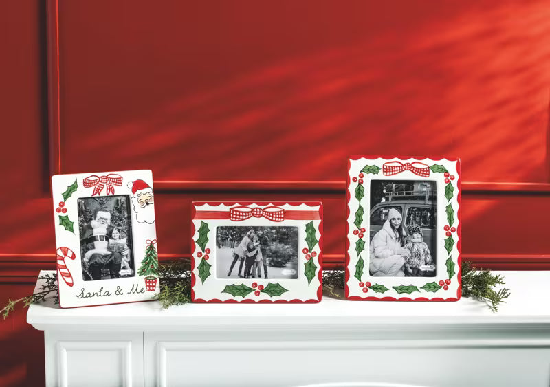 Large Hand Painted Holly Christmas Photo Frame
