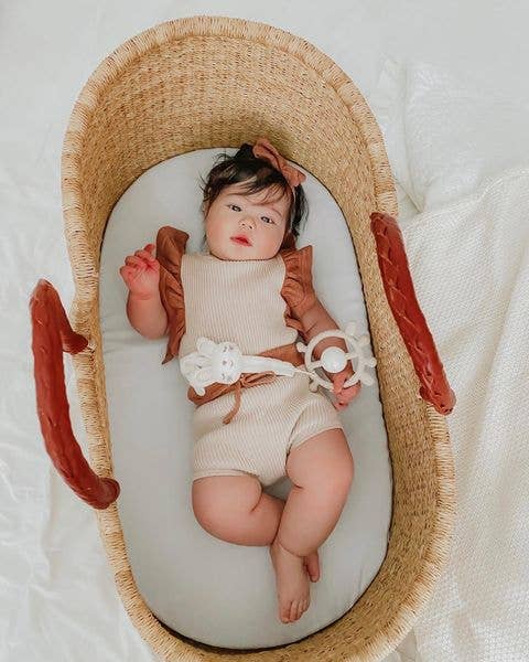 Giraffe Teether & Rattle Food-Grade Silicone Toy: Taupe
