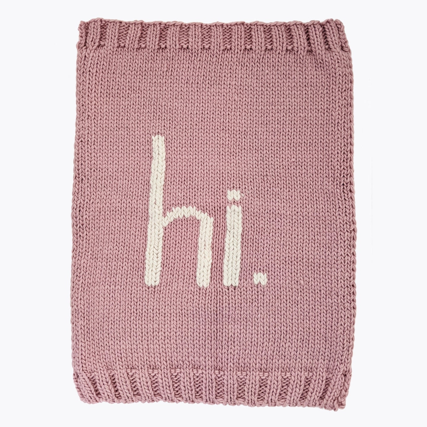 hi. Hand Knit Blanket: Rosy Pink