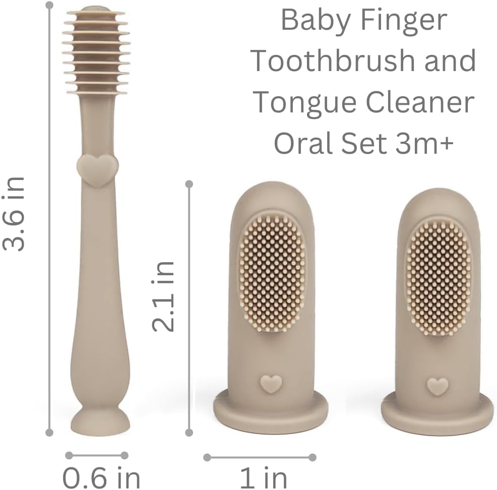 Baby Finger Toothbrush & Tongue Cleaner Oral Set - Sand
