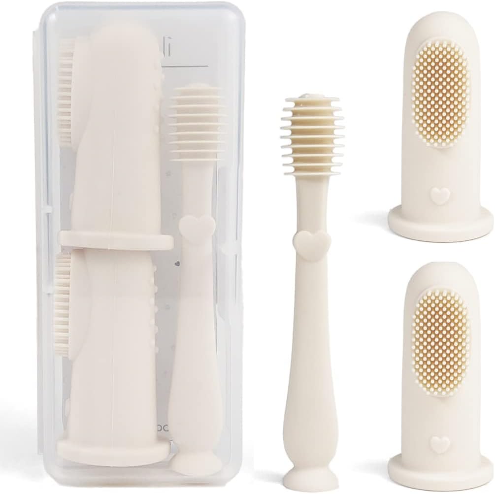 Baby Finger Toothbrush & Tongue Cleaner Oral Set - Ivory