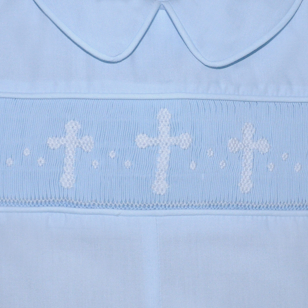 Blue Thomas Boy Bubble with Cross Smocking