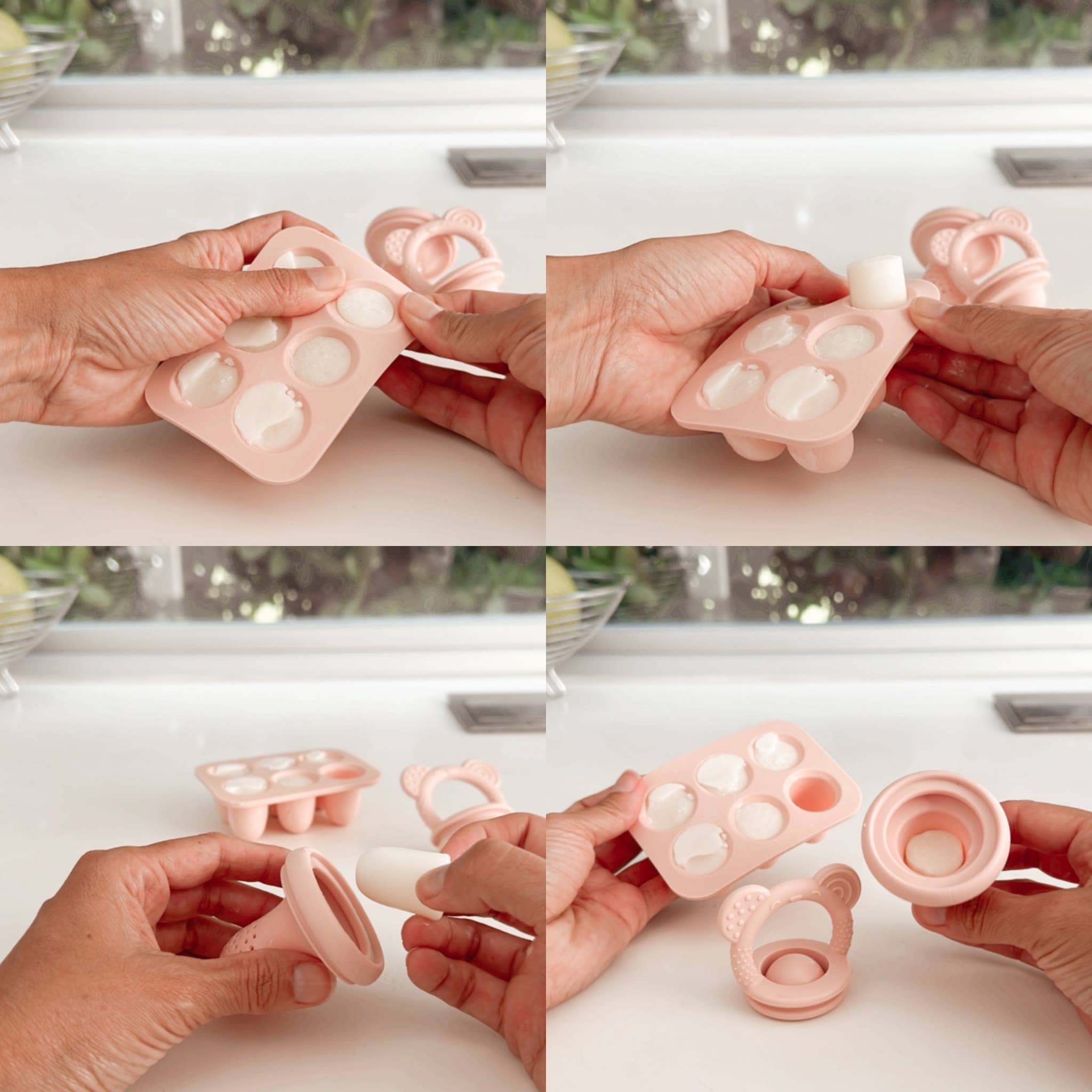 Food & Fruit Pacifier Feeder & Freezer Tray (Pink-Pink) 3pc