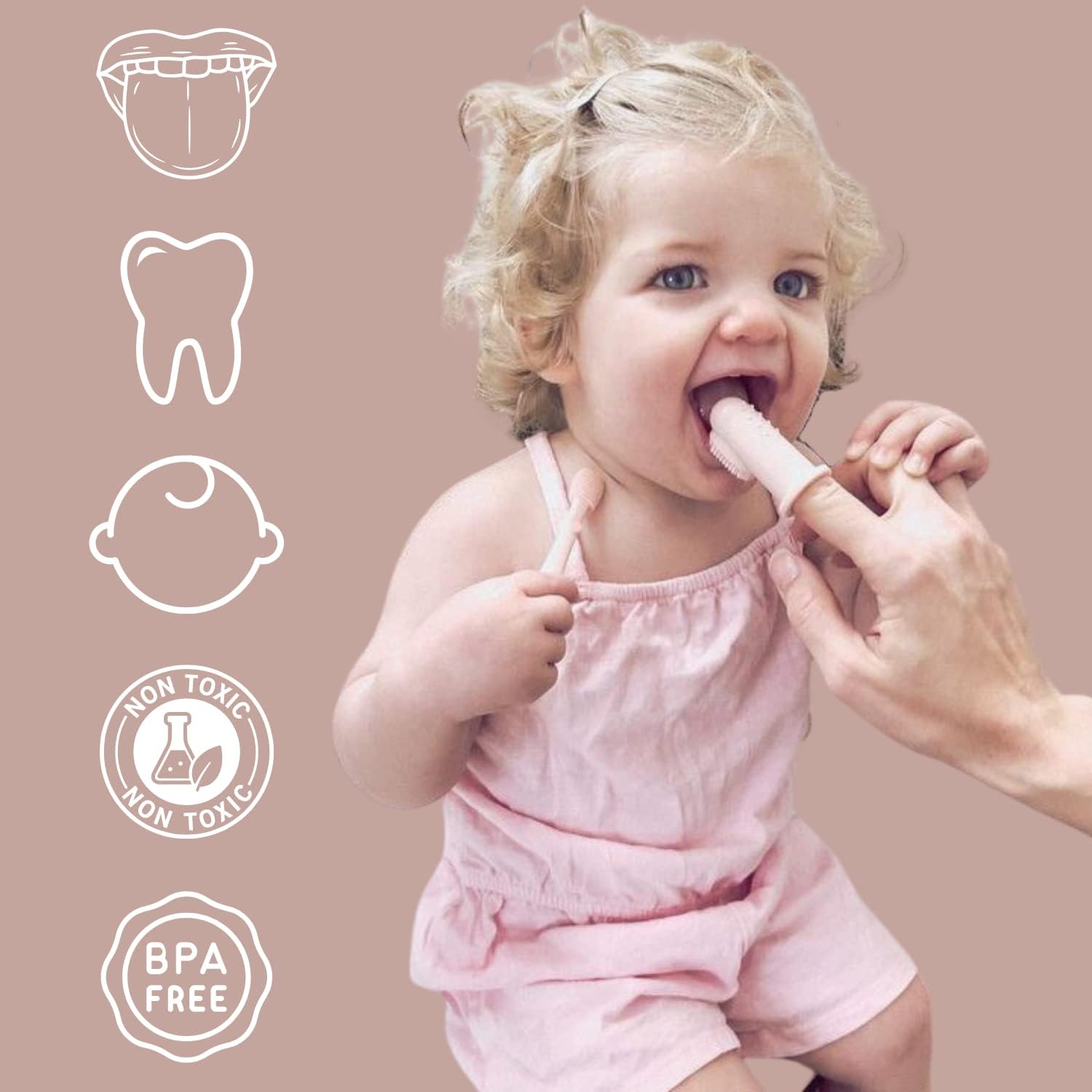 Baby Finger Toothbrush & Tongue Cleaner Oral Set - Ivory