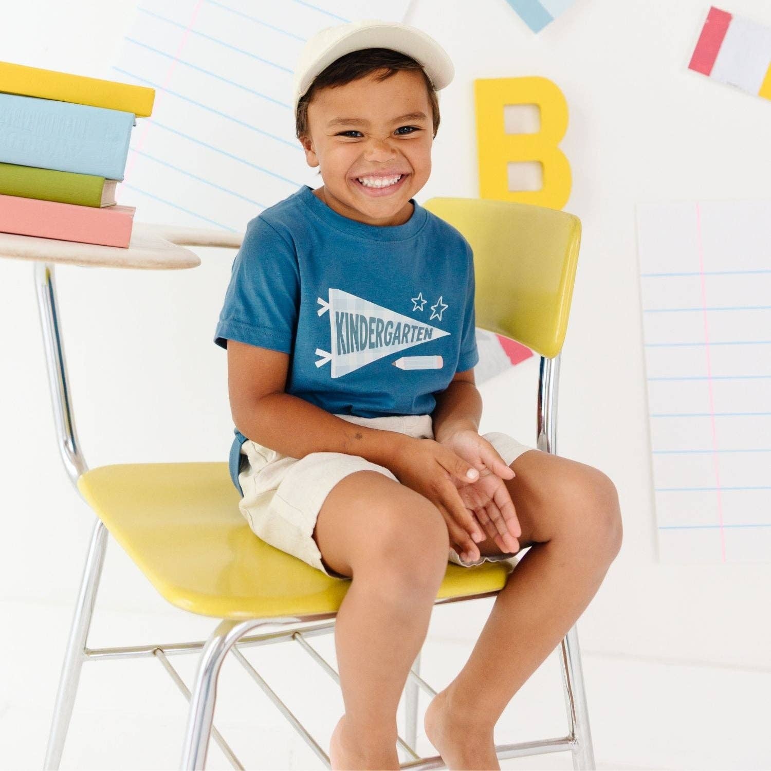 Kindergarten Pennant Short Sleeve T-Shirt: Blue
