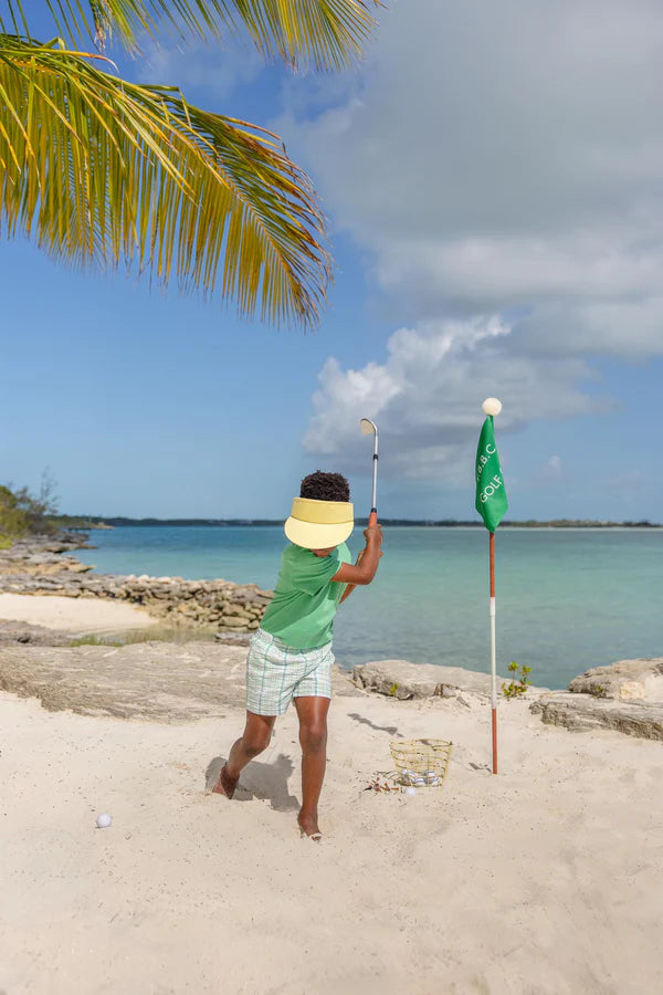 TBBC Seersucker Sheffield Shorts: Gibson Island Green with Lake Wroth Yellow