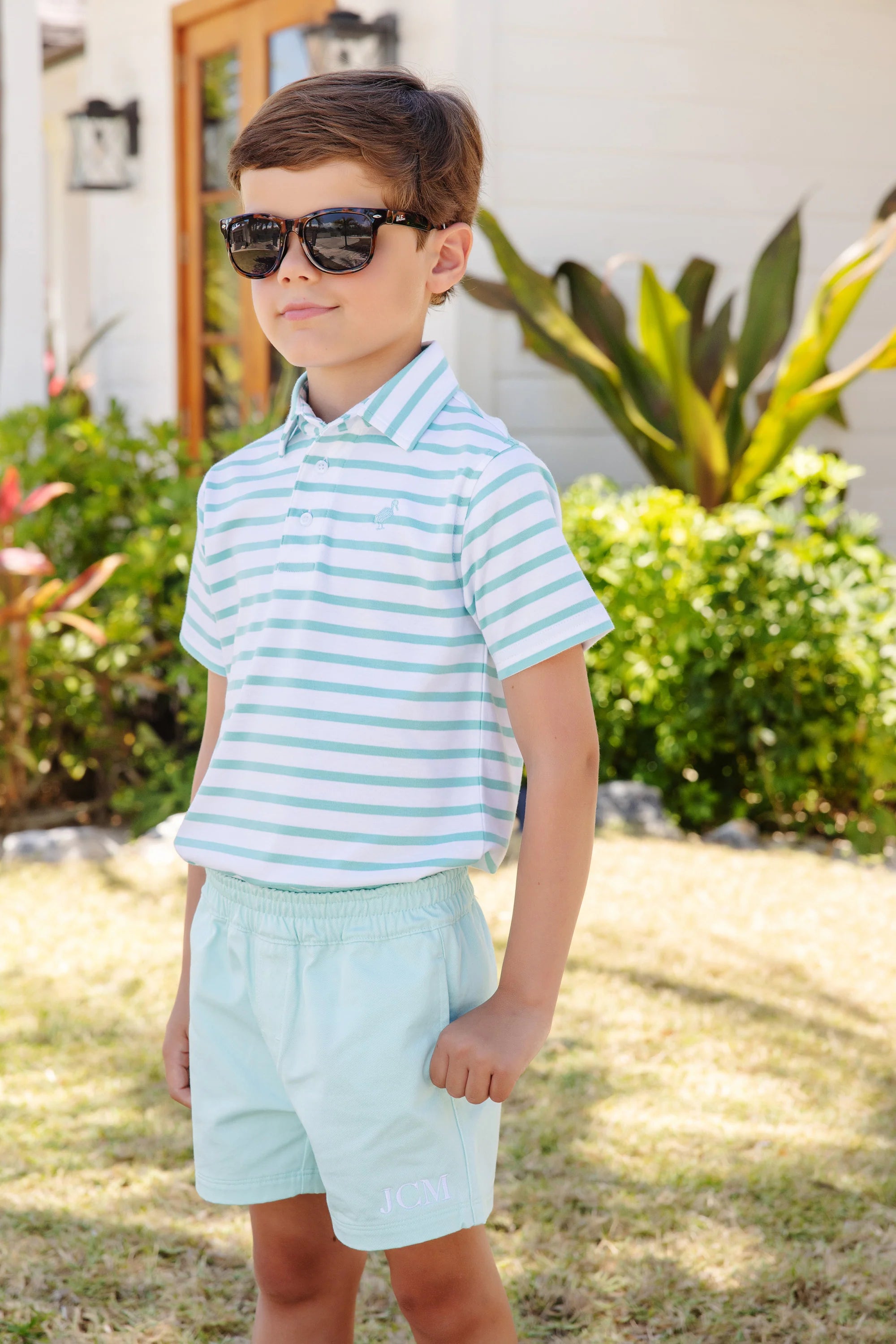 TBBC Sheffield Shorts: Edisto Egg Blue with Saratoga Stone Stork