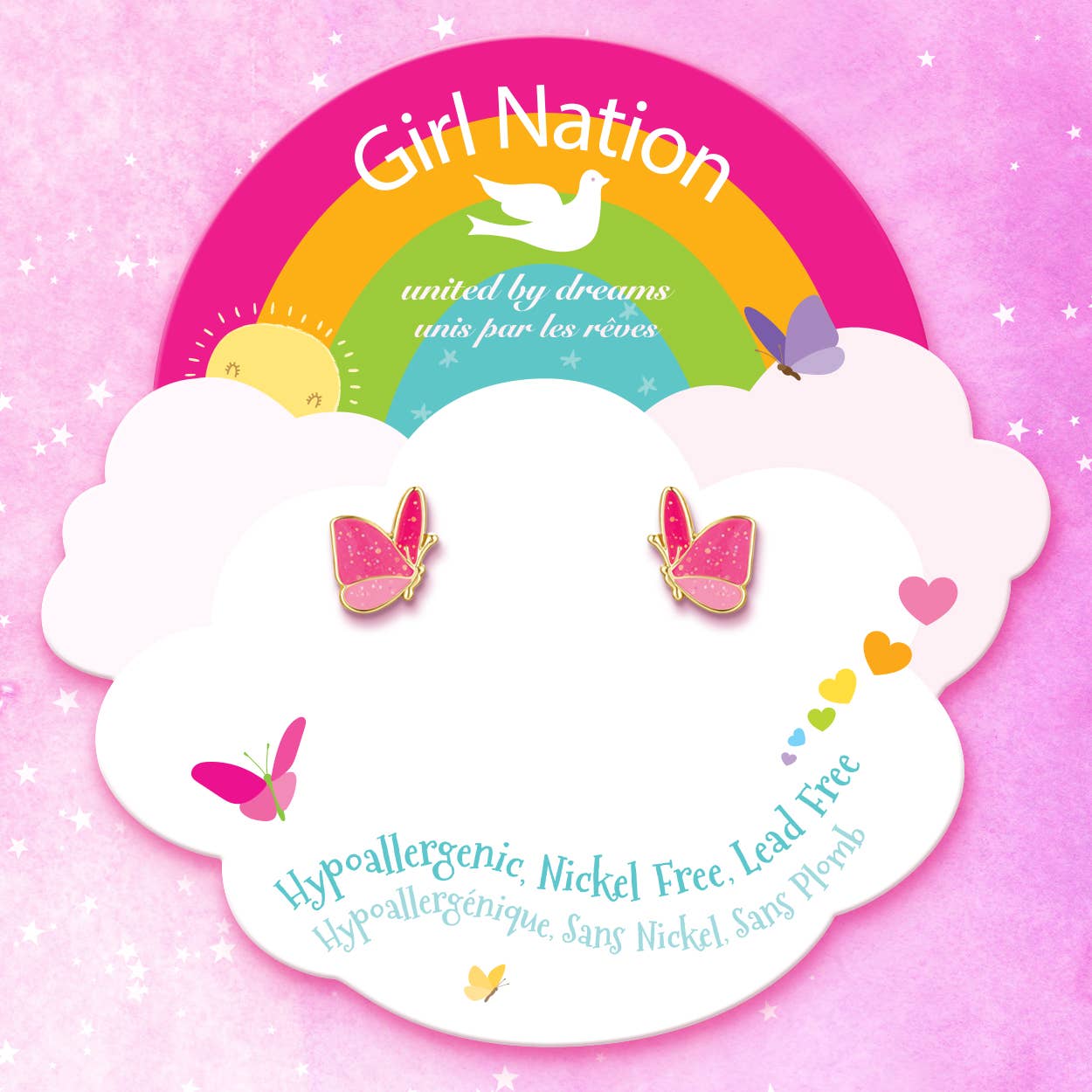 Glitter Butterfly Cutie Stud Earrings for Girls