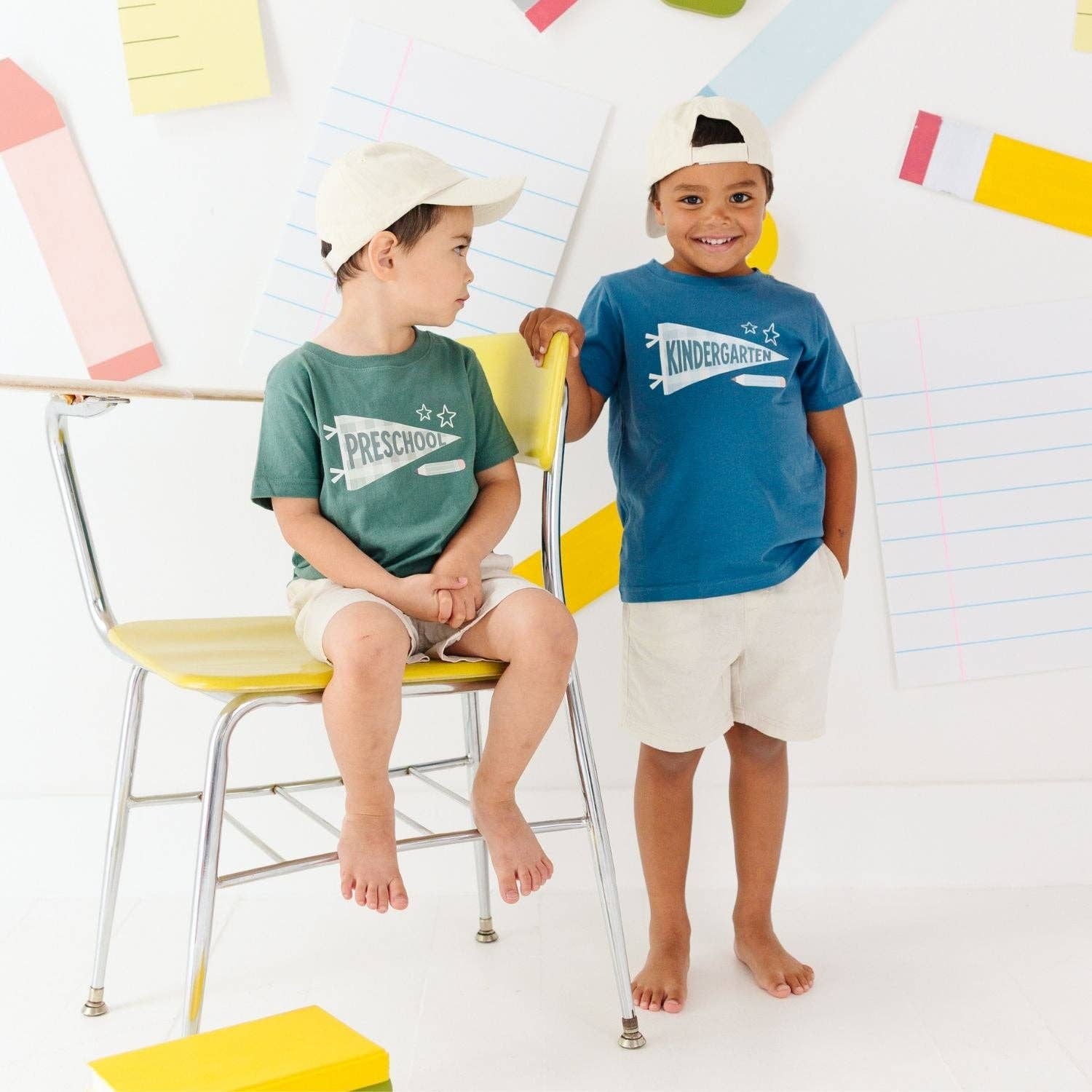 Kindergarten Pennant Short Sleeve T-Shirt: Blue