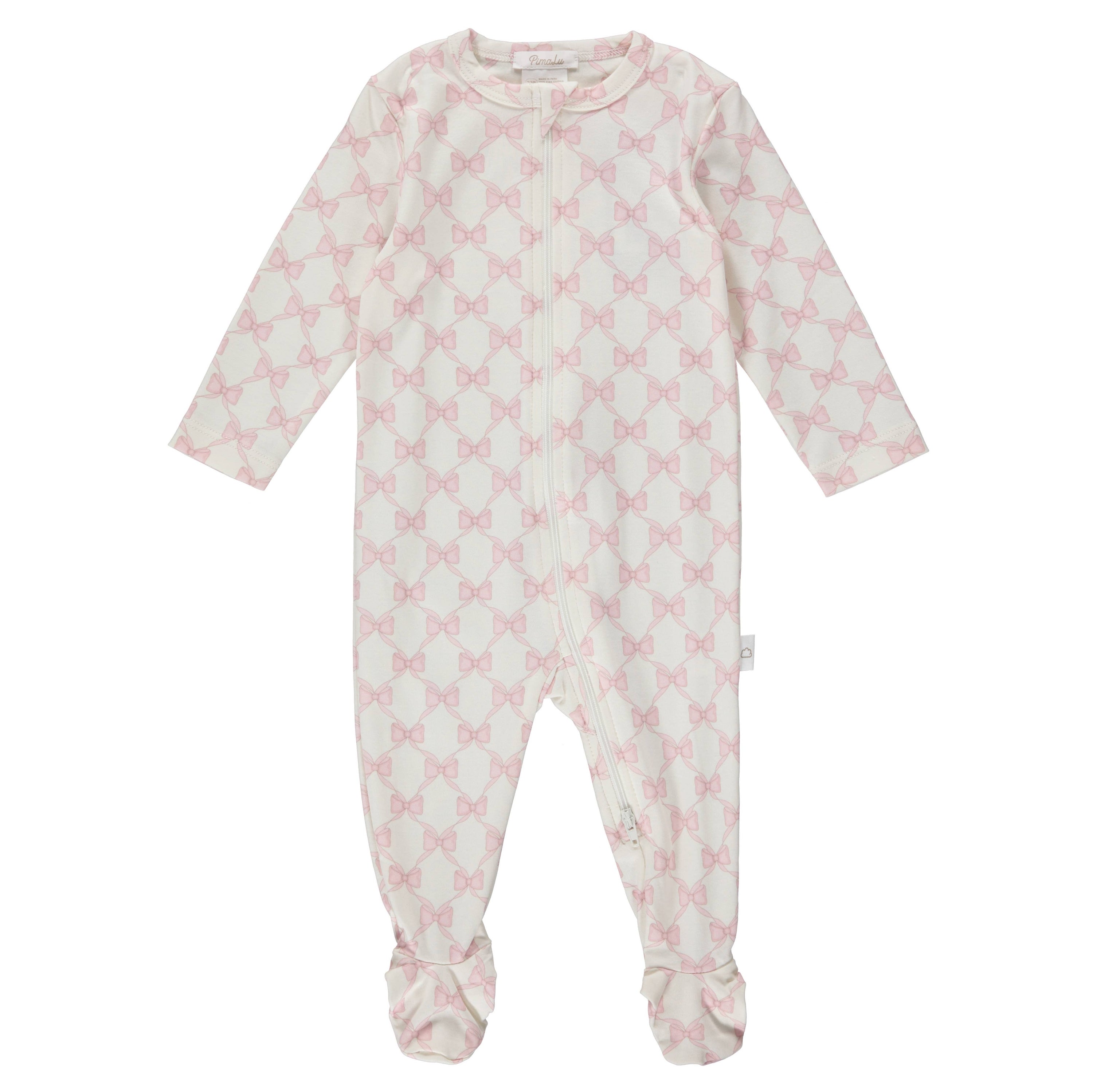 Zipper Footie: Bows