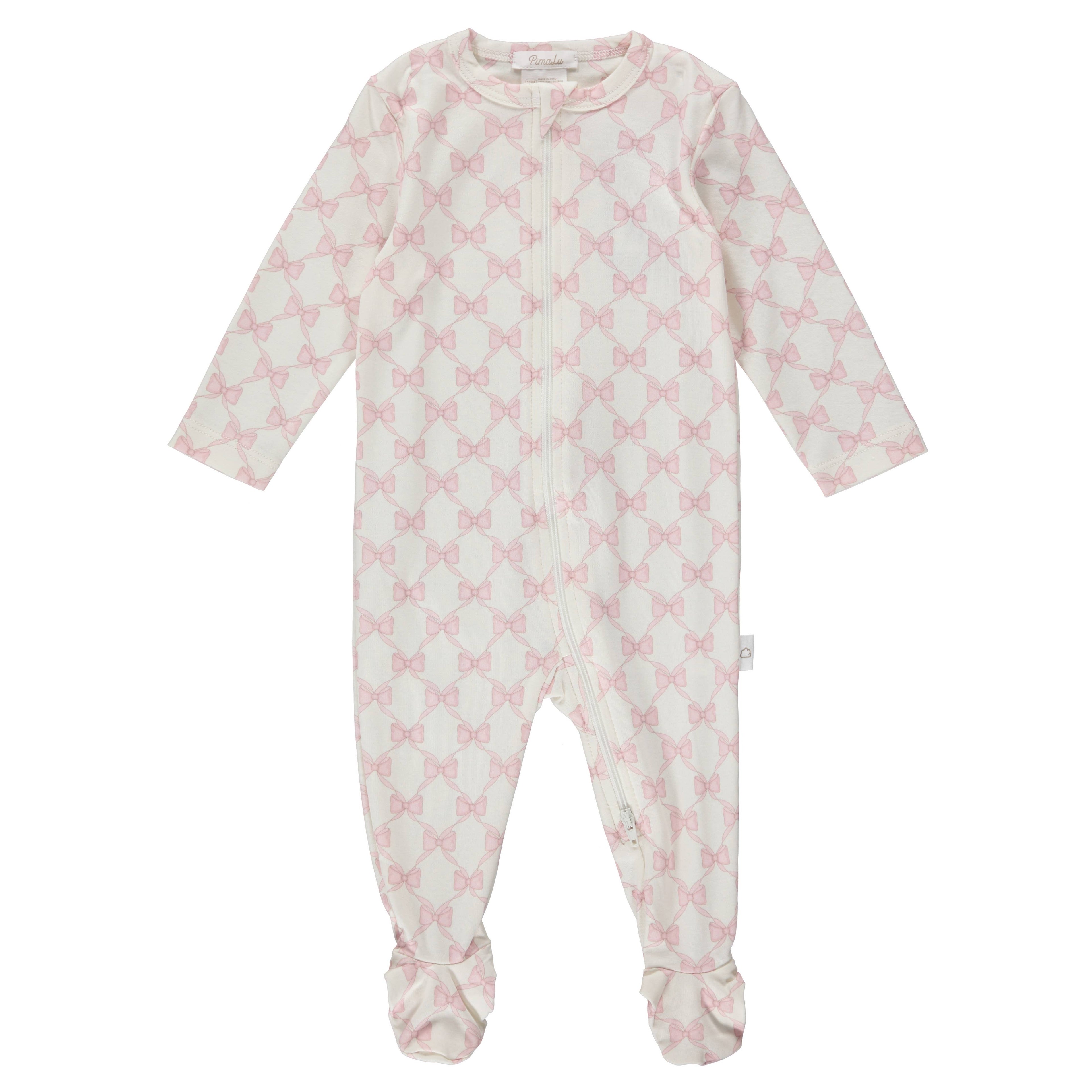 Zipper Footie: Bows